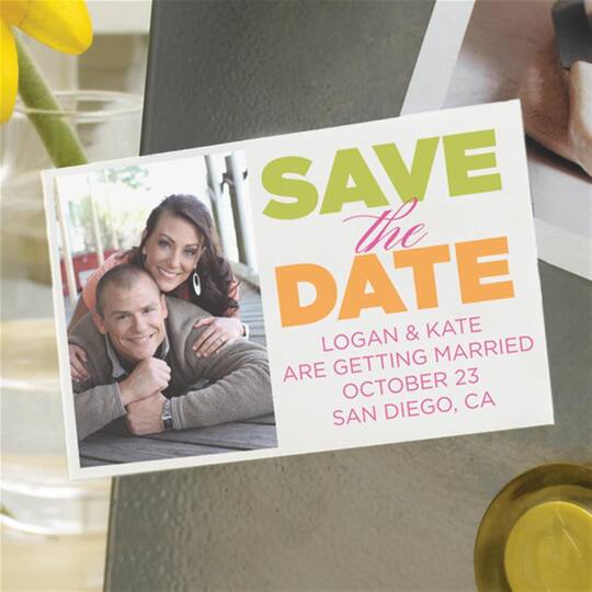 Personalised Wedding Save The Date Cards Magnet Envelopes Diamante Kraft KHD7903